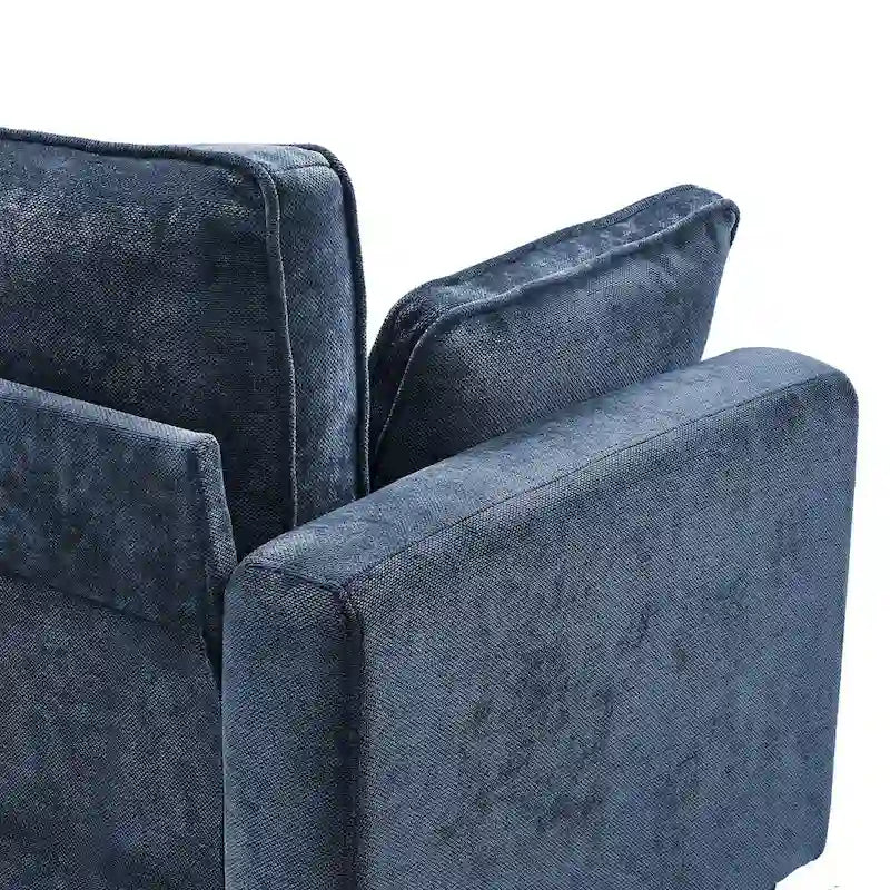 Canapé 3 places moderne en velours côtelé, canapé rectangulaire rembourré en polyester pour salon - 81W X 33D X 26H