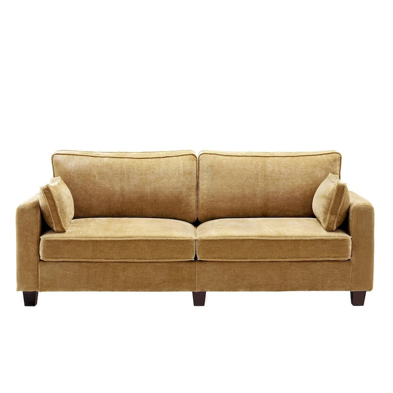 Canapé 3 places moderne en velours côtelé, canapé rectangulaire rembourré en polyester pour salon - 81W X 33D X 26H