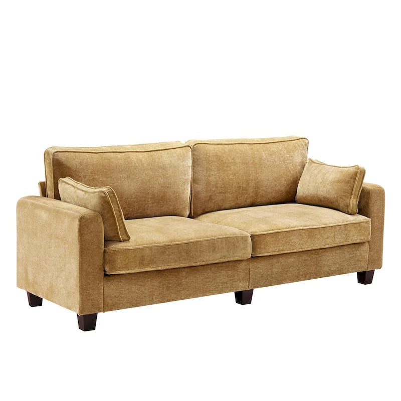 Canapé 3 places moderne en velours côtelé, canapé rectangulaire rembourré en polyester pour salon - 81W X 33D X 26H