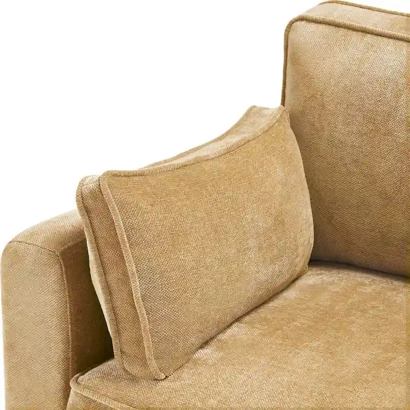 Canapé 3 places moderne en velours côtelé, canapé rectangulaire rembourré en polyester pour salon - 81W X 33D X 26H