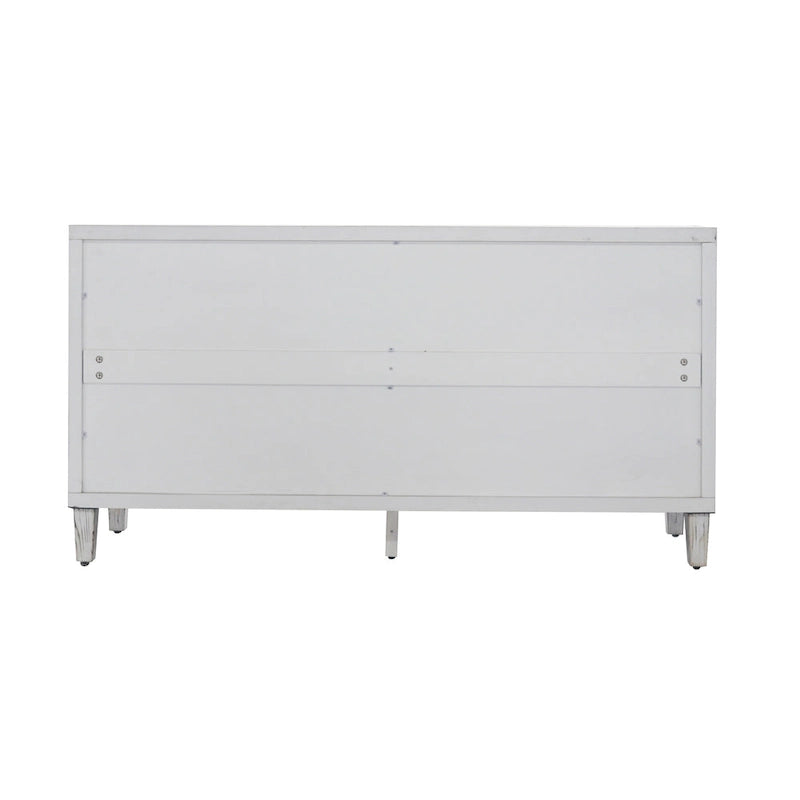 Bahut/buffet de rangement moderne blanc lavé de 60 pouces à 4 portes avec armoire de rangement accentuante en bois