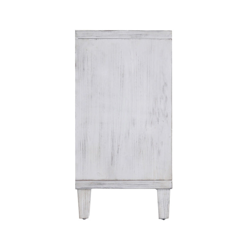 Bahut/buffet de rangement moderne blanc lavé de 60 pouces à 4 portes avec armoire de rangement accentuante en bois