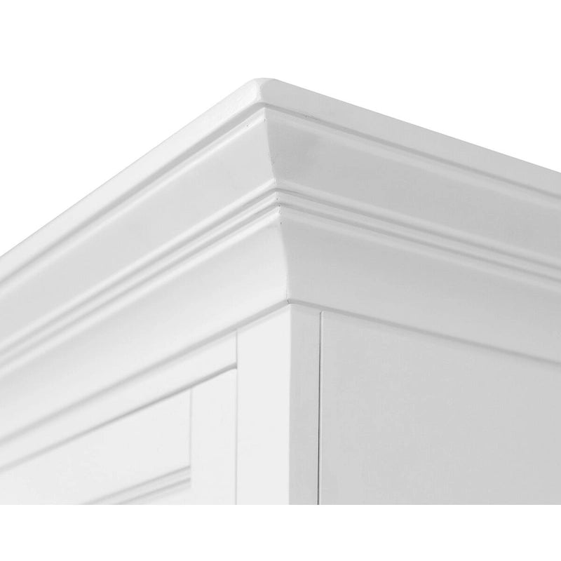 Vaisselier moderne en bois avec portes et bureau, vaisselier de rangement et crédence, rangement de bureau, entièrement assemblé, blanc