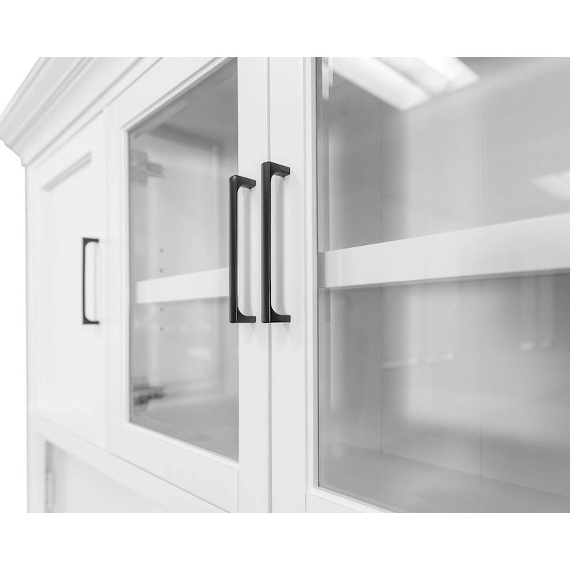 Vaisselier moderne en bois avec portes et bureau, vaisselier de rangement et crédence, rangement de bureau, entièrement assemblé, blanc