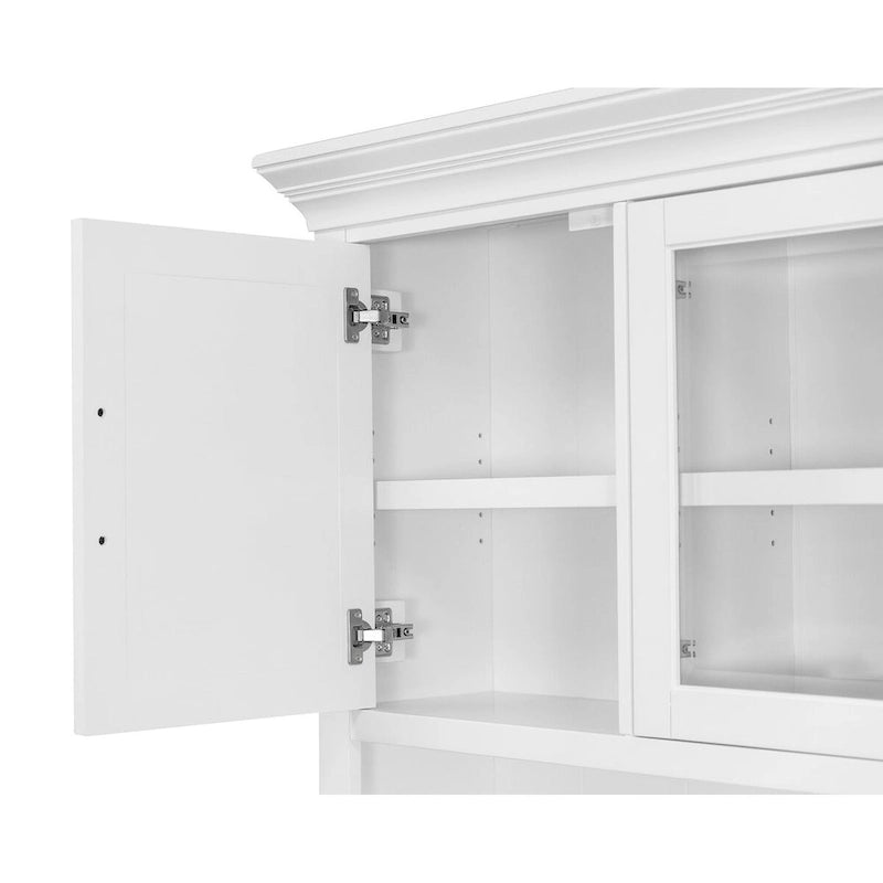 Vaisselier moderne en bois avec portes et bureau, vaisselier de rangement et crédence, rangement de bureau, entièrement assemblé, blanc