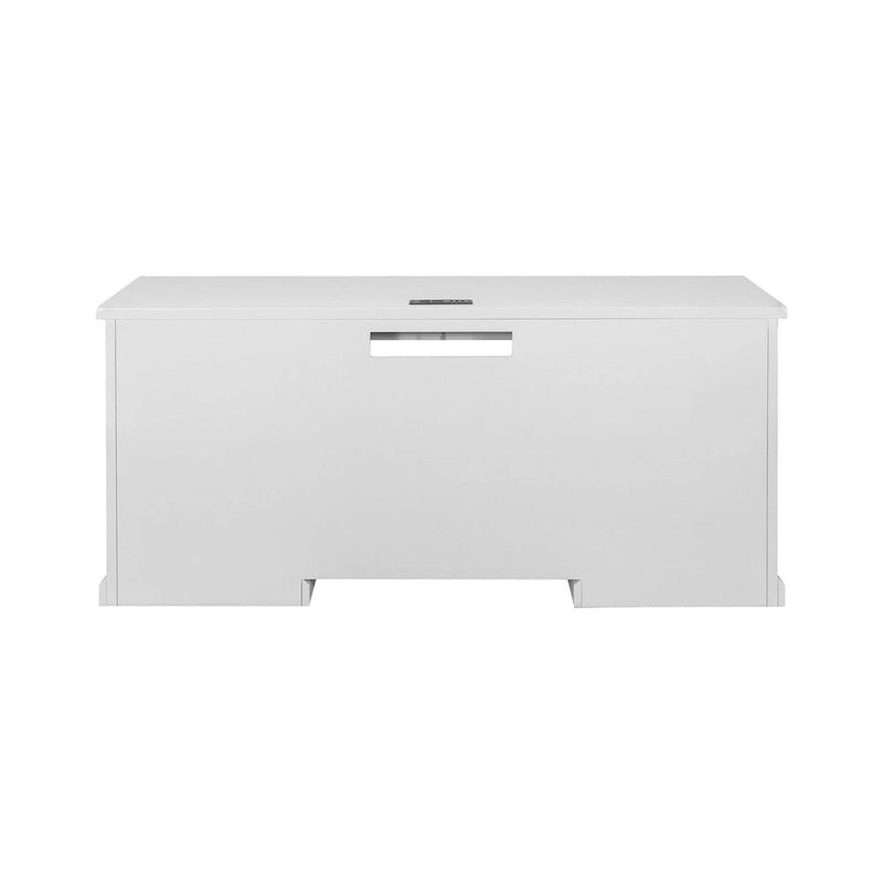 Vaisselier moderne en bois avec portes et bureau, vaisselier de rangement et crédence, rangement de bureau, entièrement assemblé, blanc