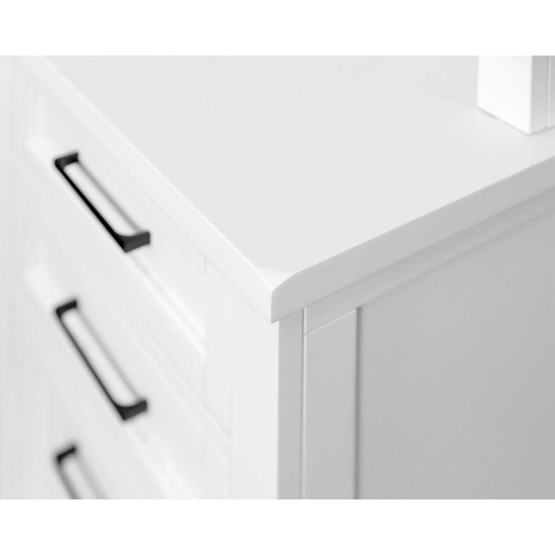 Vaisselier moderne en bois avec portes et bureau, vaisselier de rangement et crédence, rangement de bureau, entièrement assemblé, blanc