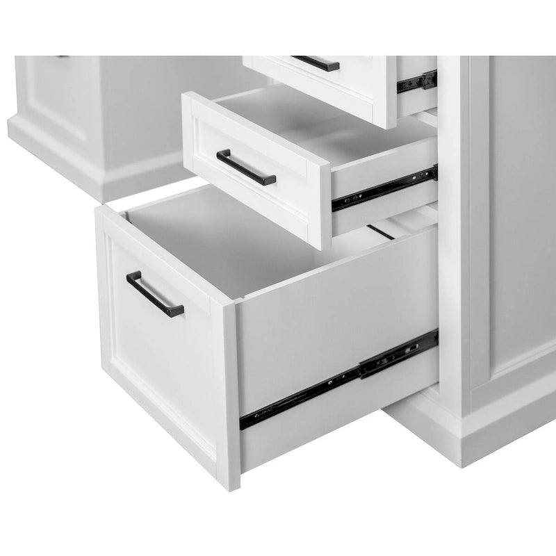 Vaisselier moderne en bois avec portes et bureau, vaisselier de rangement et crédence, rangement de bureau, entièrement assemblé, blanc