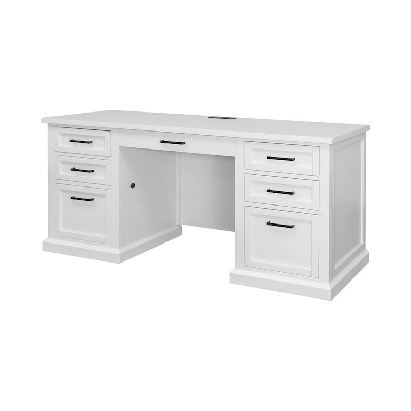 Vaisselier moderne en bois avec portes et bureau, vaisselier de rangement et crédence, rangement de bureau, entièrement assemblé, blanc
