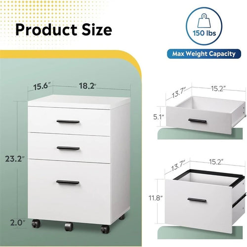 Classeur 3 tiroirs - 15,4P x 18,5L x 25,6H