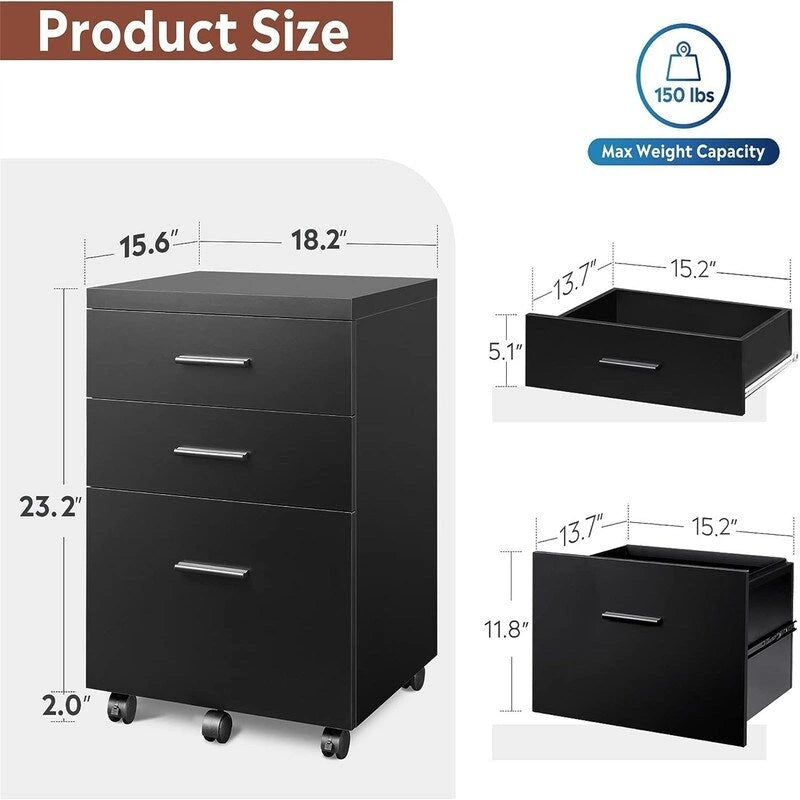 Classeur 3 tiroirs - 15,4P x 18,5L x 25,6H