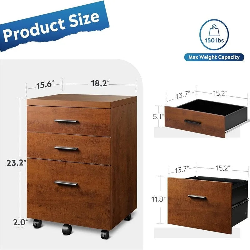 Classeur 3 tiroirs - 15,4P x 18,5L x 25,6H