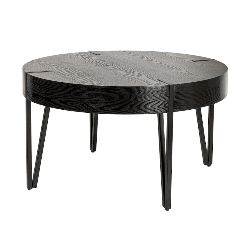 Table basse en bois avec pieds en épingle à cheveux en métal