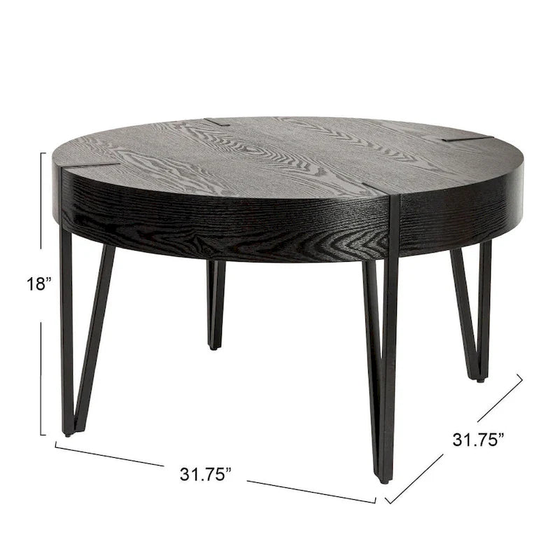 Table basse en bois avec pieds en épingle à cheveux en métal