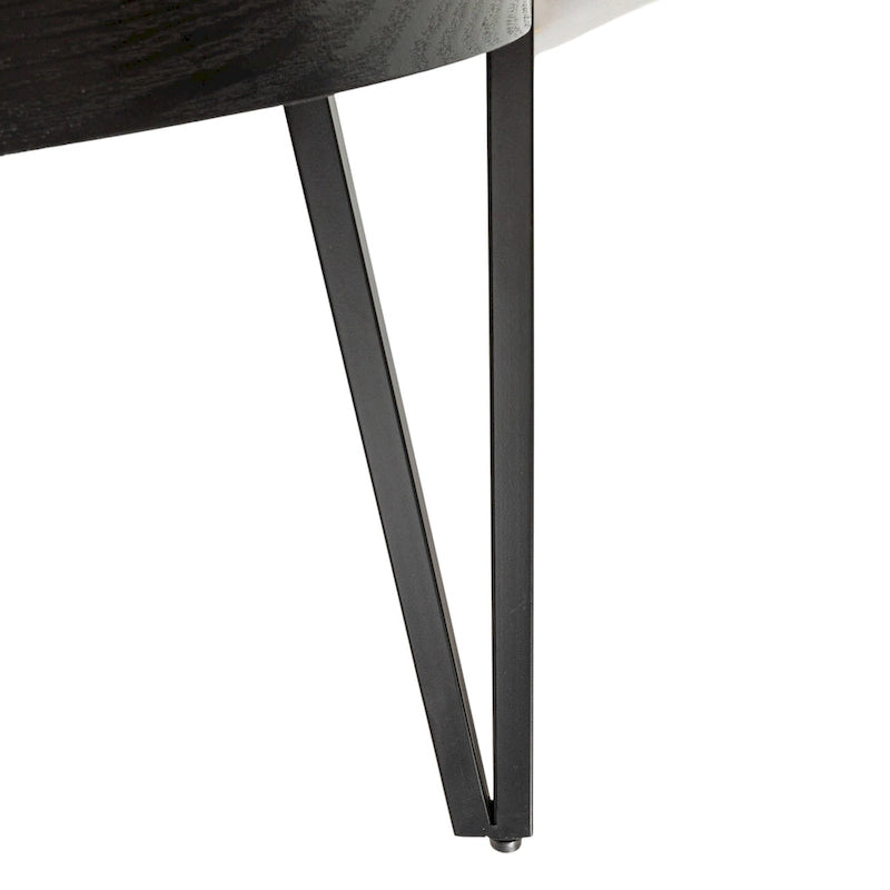 Table basse en bois avec pieds en épingle à cheveux en métal