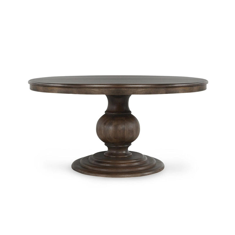 Table à manger ronde en bois massif de 60 pouces, coloris brun cacao