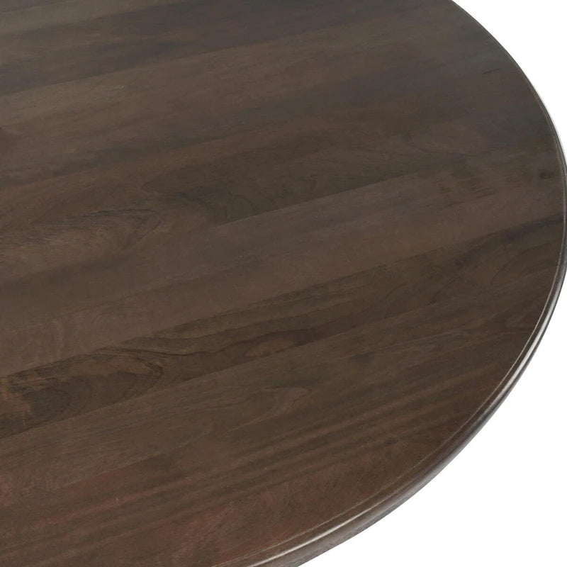 Table à manger ronde en bois massif de 60 pouces, coloris brun cacao