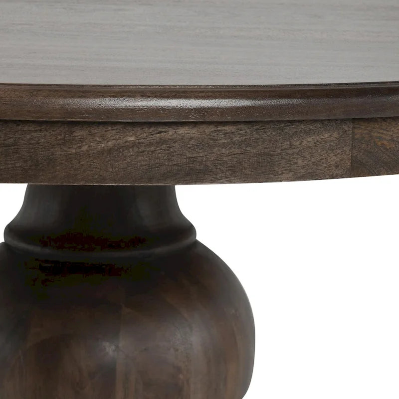 Table à manger ronde en bois massif de 60 pouces, coloris brun cacao