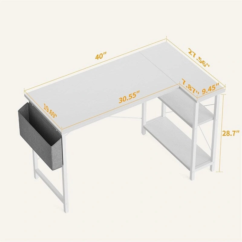 Petit bureau d'ordinateur en L de 40 pouces
