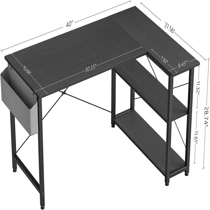Petit bureau d'ordinateur en L de 40 pouces