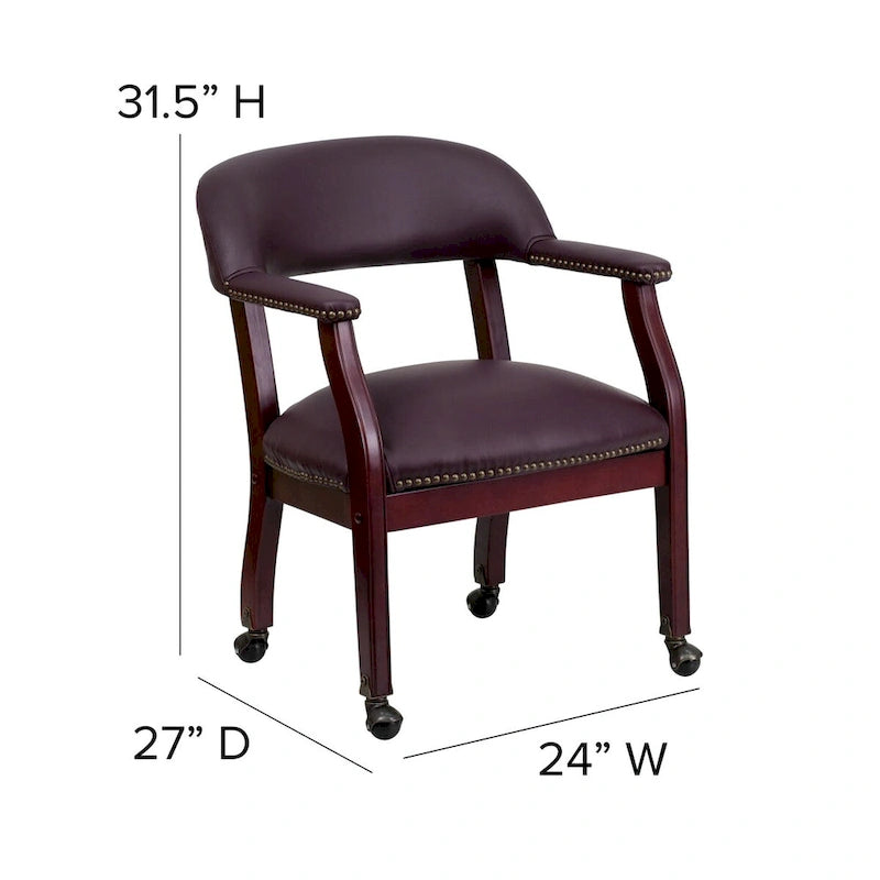 Fauteuil de conférence avec garniture cloutée et roulettes