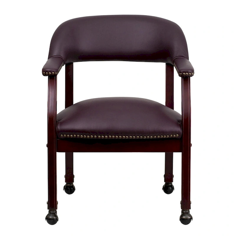 Fauteuil de conférence avec garniture cloutée et roulettes